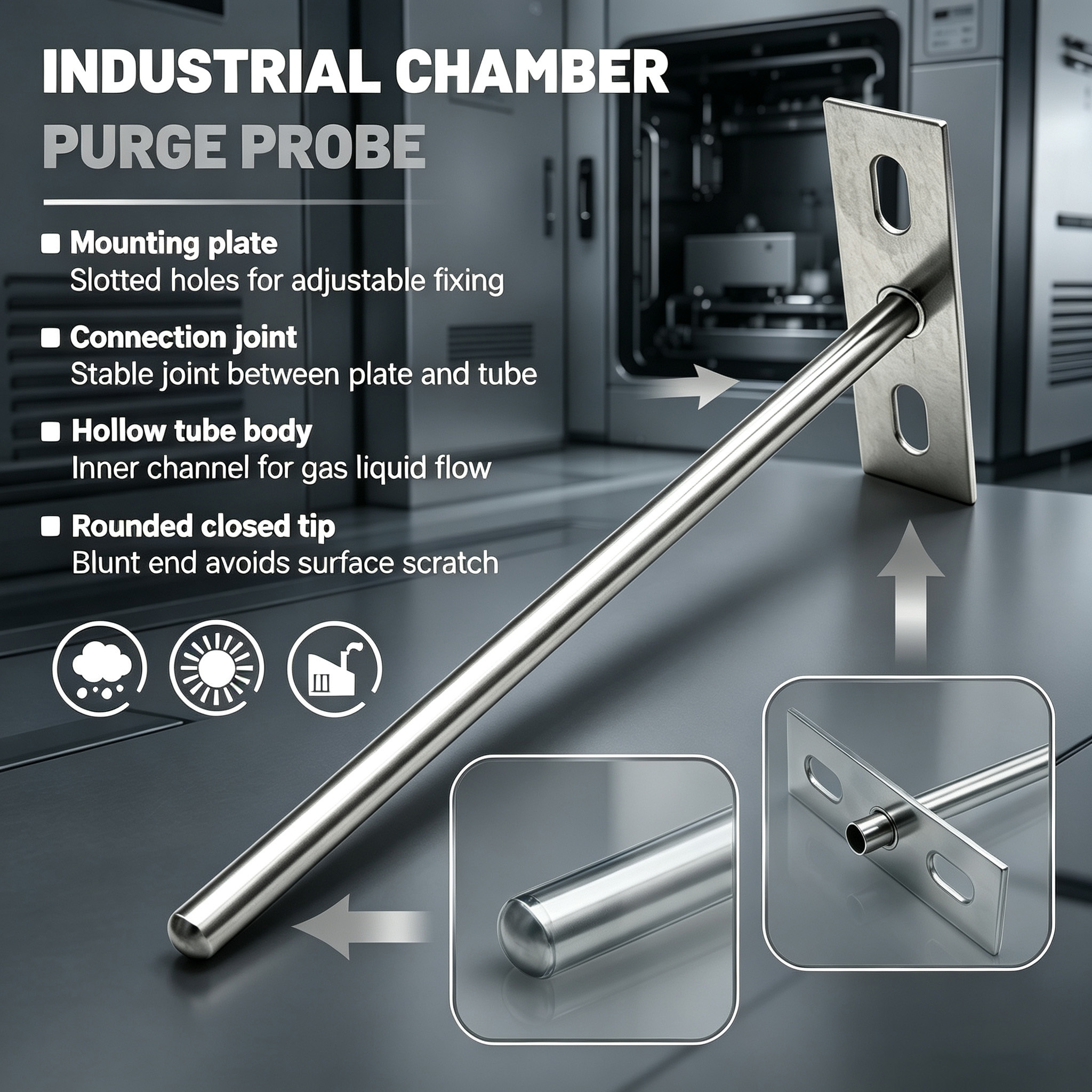 Customized Polished Probe Fitting With Double Hole Flange