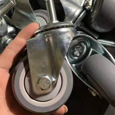 Les roues protectrices TPR gris de caddie de plancher de 3 pouces ont fileté l'OEM de roulettes de pivot de tige