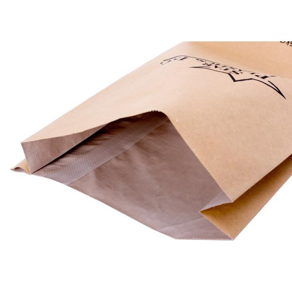 Waterproof Custom Printed Bags , PP Woven Kraft Paper Food Bags Single / Double Fold