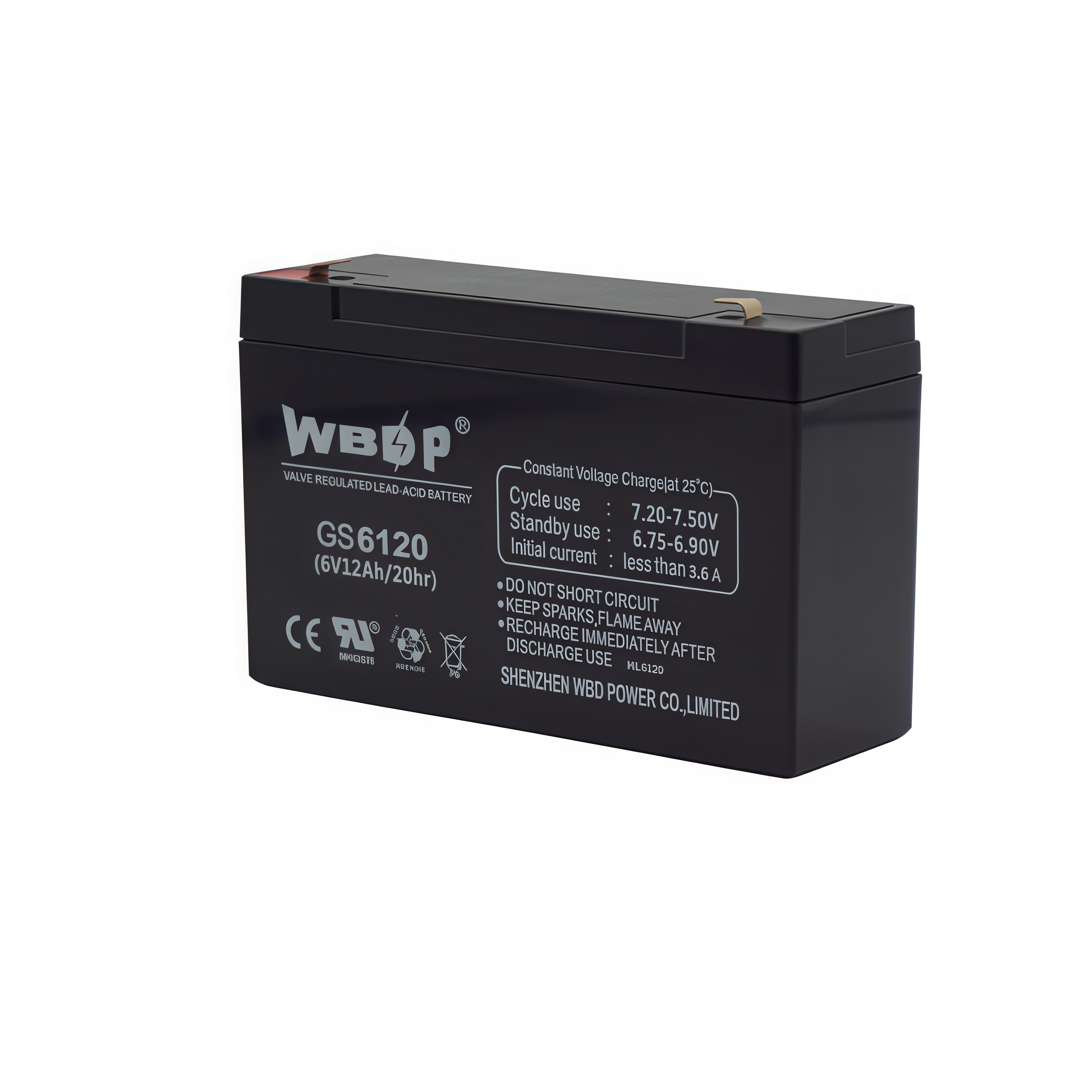 12Ah 6V AGM Battery Maintenance Free Lead Acid Solar Battery Non Spillable For