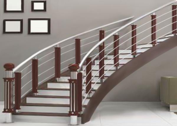 Curved Stainless Steel Railing / Interior Metal Stair Railing Good Horizontal Load Resistance