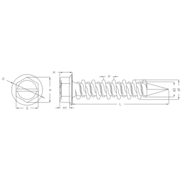Hex Washer Head Concrete Screws Blue Steel 7.5mm Fastener for Cement Board