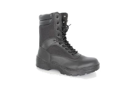 9 Inches Black Tactical  Leather Military Combat Boots With Zipper Full Grain Leather