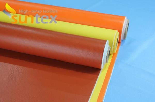 Tissu enduit de silicone à hautes températures de fibre de verre de 32 onces pour des rideaux en feu et en éclaboussure