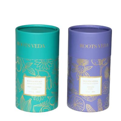 cilindro Caixa de papel de vidro Jar Caixa de papel tubo Candela embalagem para logotipo personalizado Design