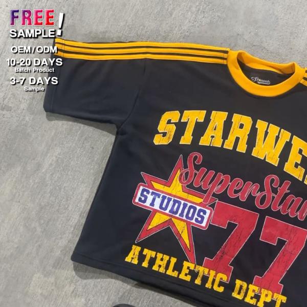 OEM Clothing Manufacturers Custom Cropped Tshirt Boxy T Shit Jersey T Shit Men 100 Cotton Patchwork Streetwear T Shirt for Men