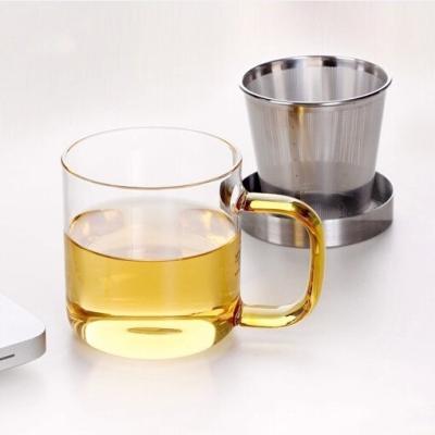 Office Sustainable Glass Tea Cup Mugs Travel Infuser Mug 350ML