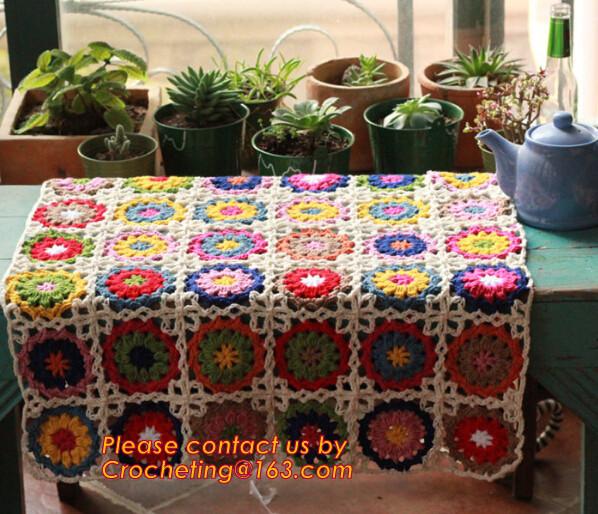 Nordic Hand-woven crochet hook Daisy striped blanket, Cashmere knitted blanket, sofa blank
