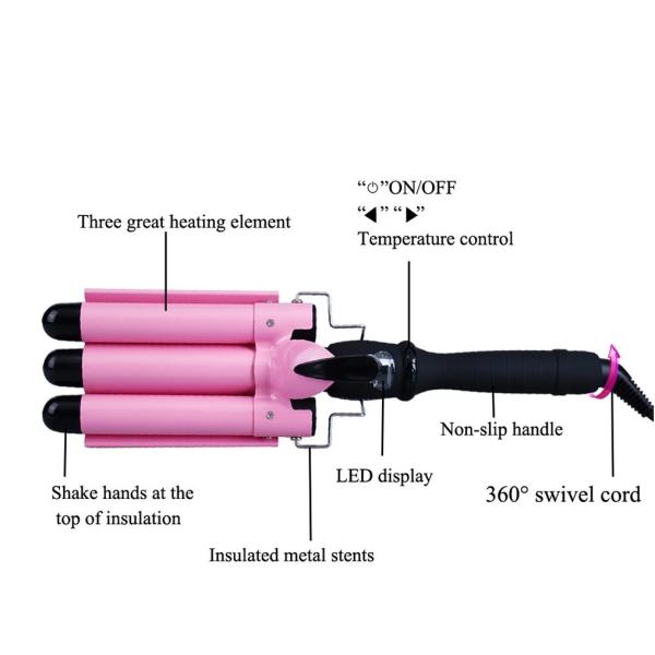 Household Multipurpose 3 Barrel Curling Iron , Anti Frizz Triple Barrel Hair Waver