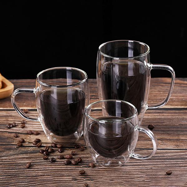180ml Heat Insulated Personalized Glass Cup Heart Shape Double Wall Glass Cup
