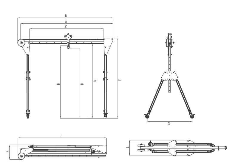 Lightweight Mini Aluminum Gantry Crane with 450 kg Capacity for Small Scale Operations
