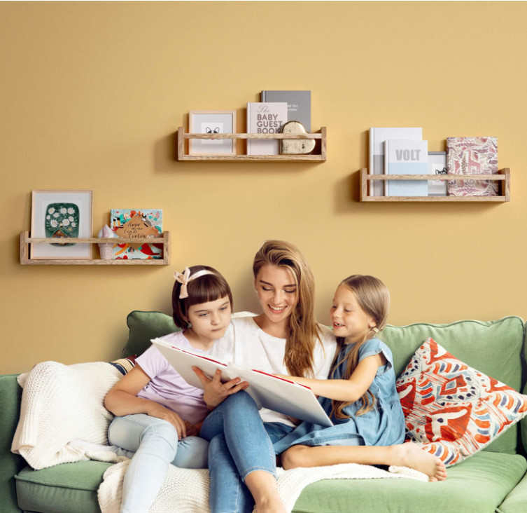 Set of 3 Simple yet Chic Kids Room Wall Mounted Nursery Bookshelf Wood Floating Shelves Kids Bedroom Toddler Room Decor