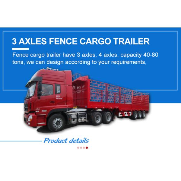 3 Axles Flatbed Fence Cargo Truck Trailer for Heavy Duty and 30-100t Loading Capacity