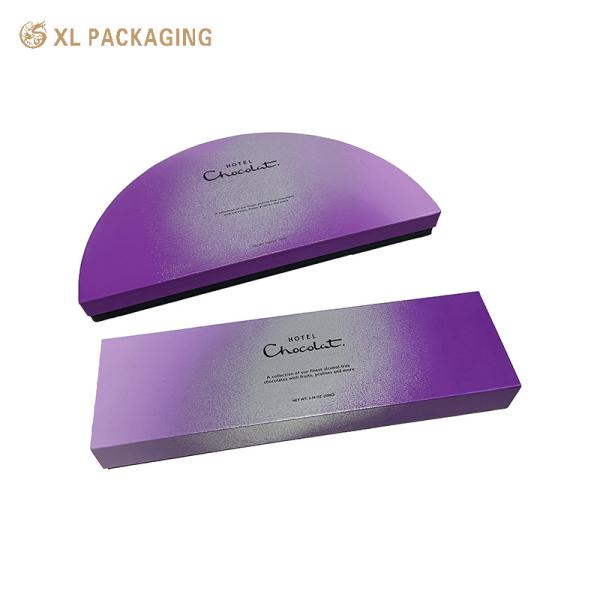 Custom Purple Gradient Book-Shape Chocolate Box with Silver Foil Finishing for Automatic Machine Production