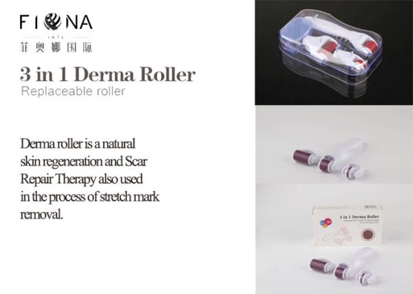 Titanium 3 in 1 changeable heads 180/600/1200 needle derma roller with micro needle roller