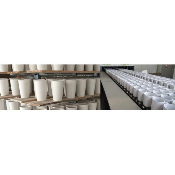 Белая покрытая кружка сублимации кофе установила с ложкой и блюдом/поддонником