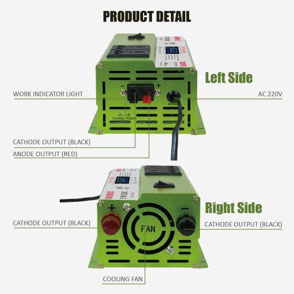 2000W Inverter Charger with Three-Stage Charging and 85% Efficiency for DC 12V to AC 220V Conversion