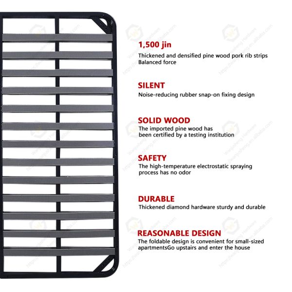 Wanjusheng Metal Rib Bed Frame Full Size Customizable Large Size Solid Support Iron Foldable Base