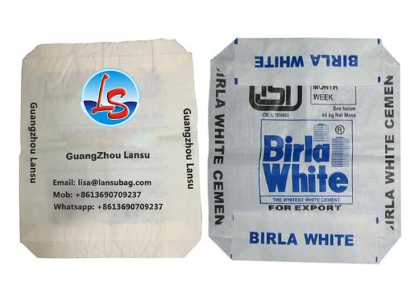 Custom Printed Block Bottom Valve Bag , 50kg 25kg Cement Bag Eco Friendly