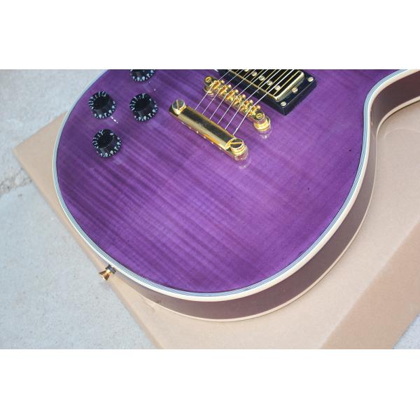 Custom Purple Electric Guitar with Left Handed,Flame Maple Veneer,Gold Hardware,22 Frets,White Binding