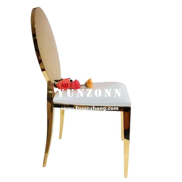 PU Seat O-Round Back Mirror Gold Stainless Steel Wedding Chair Stackable for Outdoor Events and Parties for Apartment Villa