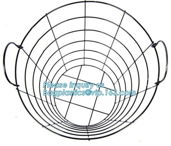 Customized Wire Diameter Stock Pot Cooking Wire Mesh Metal Storage Basket, Industrial Metal Wire Storage Basket With Han
