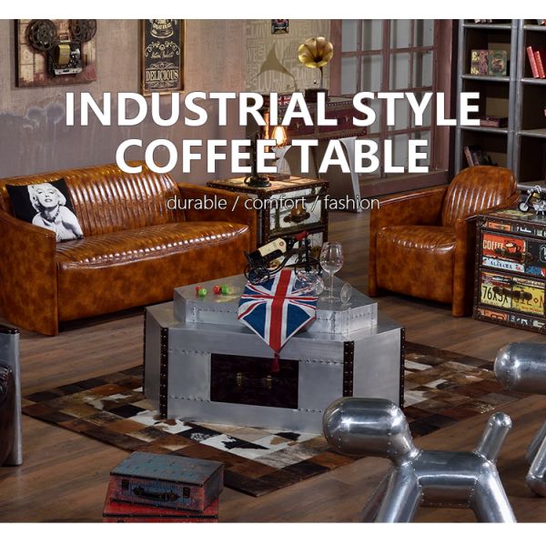 Nidea #8633 Industrial Retro American Style Aluminum Coffee Tables Handmade Durable Antique Home Furniture for Living Home Bar Villa Hotel
