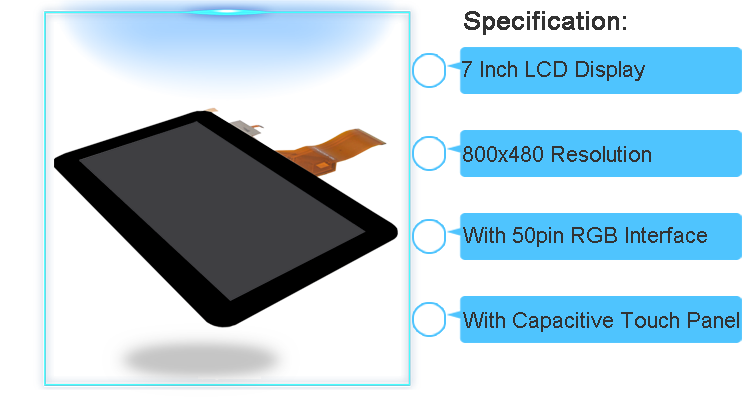 800x480 7 Inch Display A-Si TFT LCD Panel Touch Screen Panel Anti Glare