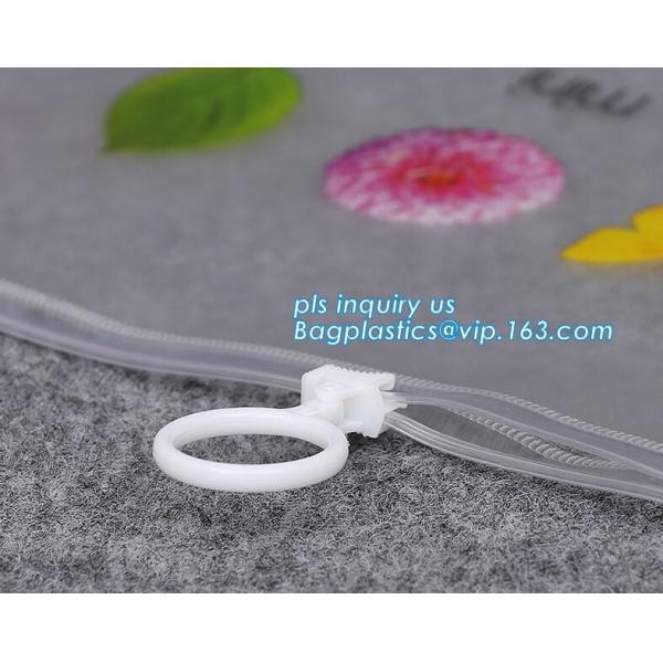 cosmetic bag promotional printed plastic bag, Clear frosted matte plastic PVC apparel bag with zipper top, zipper top cl
