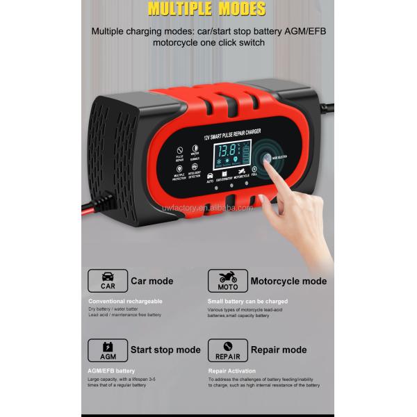 OEM Orders 12V 10A 15A Automatic Charging Smart Auto Charger Portable Car Motorcycle Battery Charger for Lead Acid Battery
