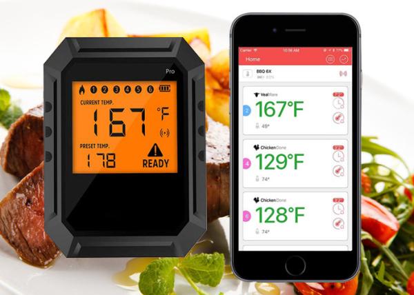 Digital Food Wireless Bluetooth BBQ Thermometer For Grill Oven Stainless Steel Probe