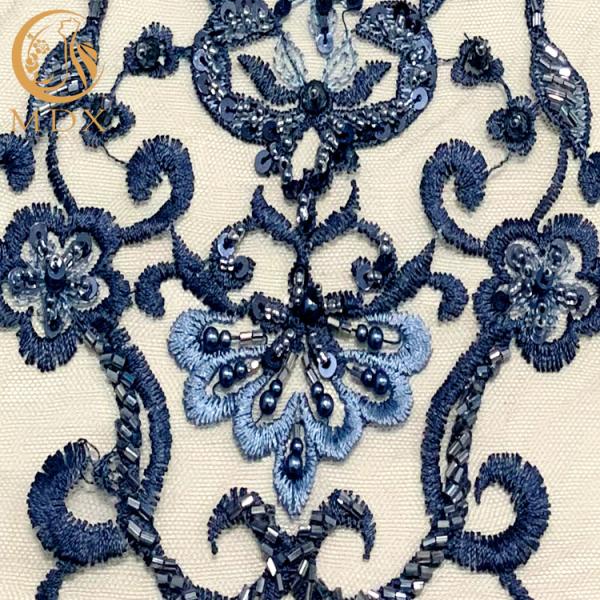 Fantasy Design Beaded Sequins Lace Fabric For Party Dress