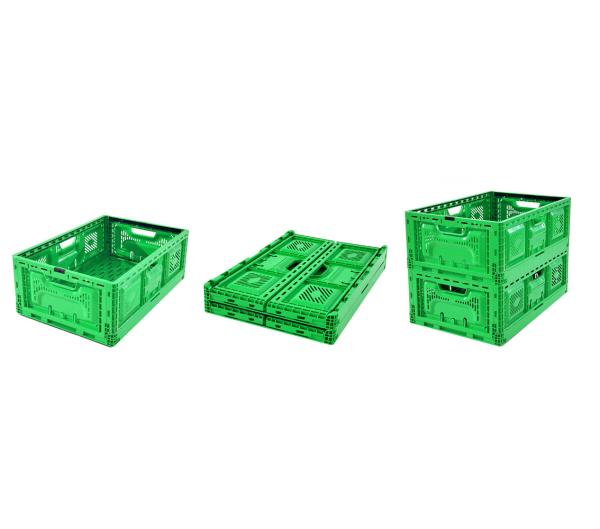 Collapsible Stackable Plastic Crate for Easy Transportation of Agricultural Goods