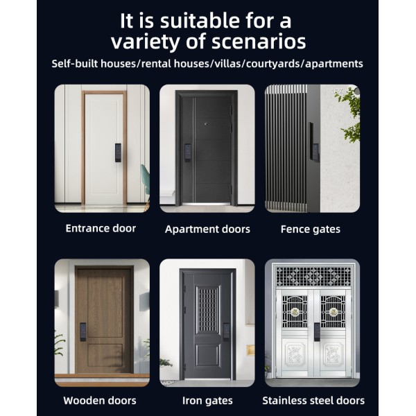 Inteligente Ttlock Smart Door Lock Keyless Wifi Biometric Fingerprint Electric Rim Lock External Anti-theft Bull Head Lock