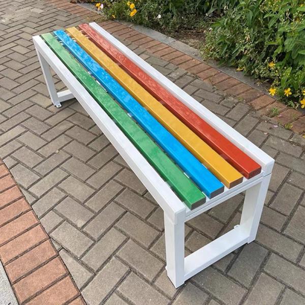 General Outdoor Furniture Steel Wood Garden Patio Porch Chair with Backrest and Slatted Seat Modern Design