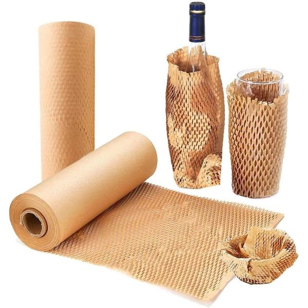 GDCX Recyclable Custom Size Eco Friendly Cushioning Packaging Kraft Paper Wrap Honeycomb Paper for Wrapping Glass