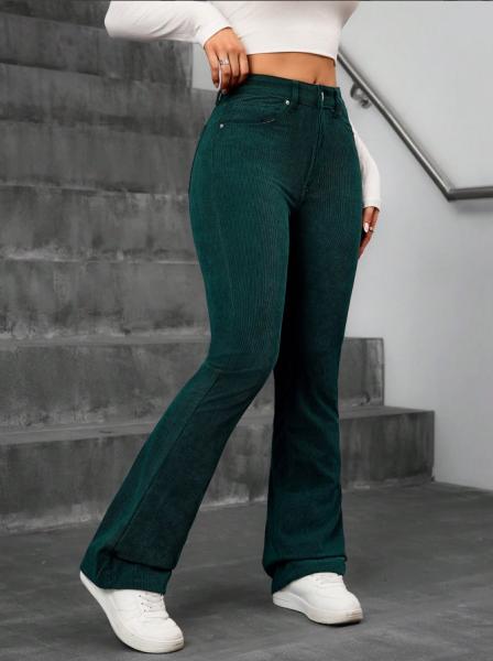 Dark green jeans corduroy stretch bell bottoms