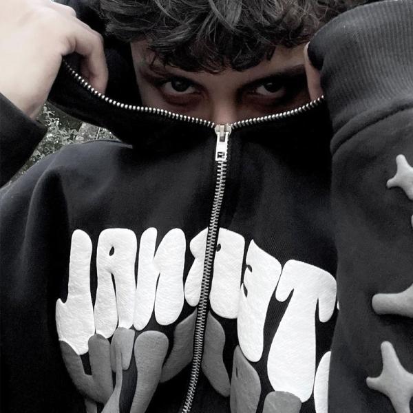 Anti-rides Puff Impression sur mesure Hoodies plein visage Fermeture à glissière Hoodie 200 grammes à 500 grammes