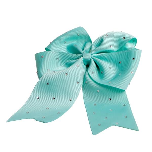 Custom Cirls Rhinestone Hair Accessory Ribbon Style Cheer Bow with Clip and Clip