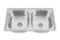 Chromium Polished Kitchen Stainless Steel Dual Bowl Sink 85*48cm