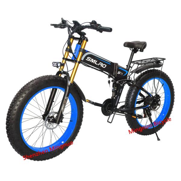 1KW Fat Tyre Folding Bike , 48V foldable electric cycle WIth Hidden Battery