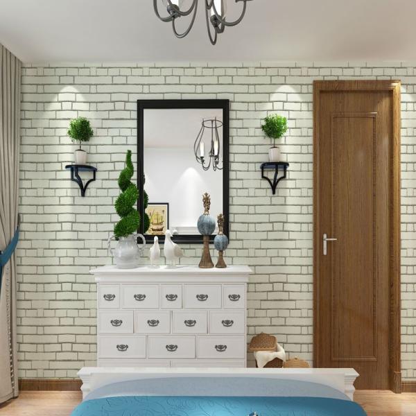 OEM 3D Gray Brick Wallpaper 4ft 2ft Width 3D Brick Wallpaper Self Adhesive