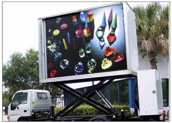 3 Sides Electronic Full Color Outdoor Message Boards , DIP346 LED Sdvertising Truck
