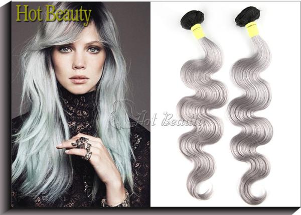 Silver Grey 100 Virgin Brazilian Hair Bundles , Grade Deep Wave Human Hair 6a Weft