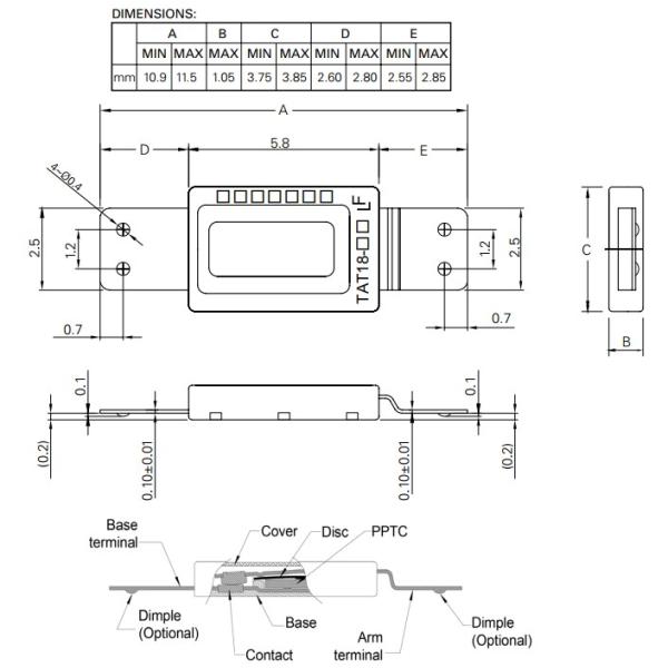 МХП - предохранение от Оверхэат спасения предохранения от 18А металла серии ТАТ18 гибридное само-