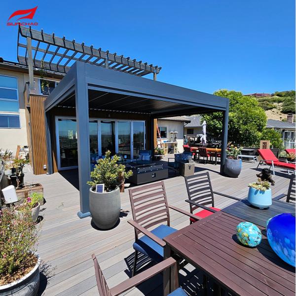 Pergola rétractable en aluminium imperméable à l'eau imperméable au vent Pergola en aluminium pour une vie en plein air sans tracas