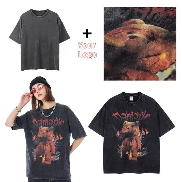 Customized Label Men Women's T Shirt 180gsm 100% Cotton Oversized Hip Hop Streetwear