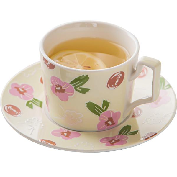 Desenho de flores pintado à mão 200 ml Taça de café de porcelana e prato para festas de chá