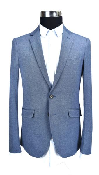 Slim Fit Mens Knit Blazer , Gray Knit Blazer Half Lining Blue Mix Adults