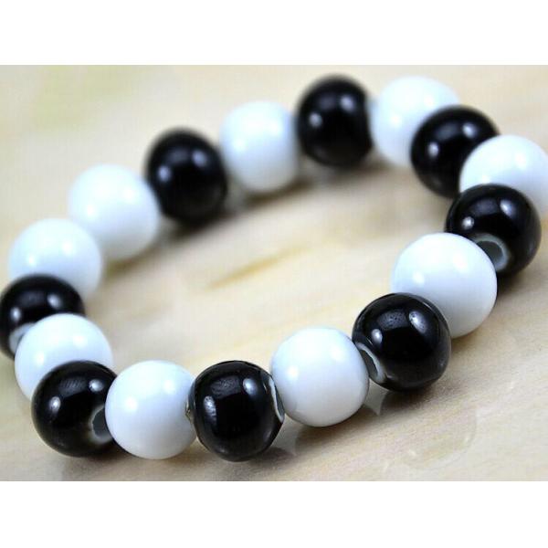 Black and white ceramic jewelry national wind porcelain beads bracelet fashion simple